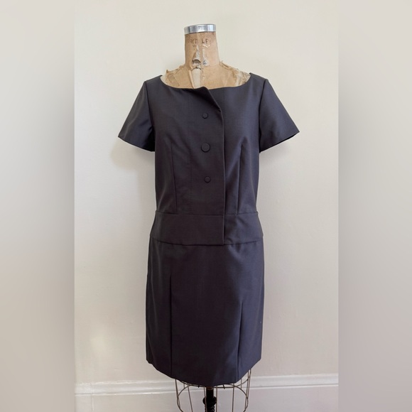 NWT Chloé dress silk wool mohair anthracite grey  42 short sleeve - Picture 1 of 7
